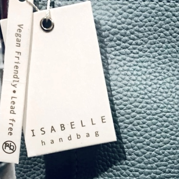 Fresh Light Blue Vegan Pebbled Light Blue Leather Bucket Bag w/ Crossbody Strap - Picture 2 of 7